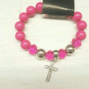 Pink Cross Bracelet